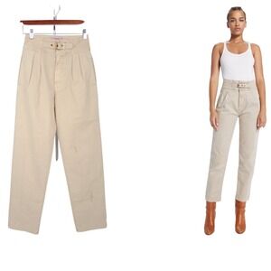 MOTHER Snatch Waist Chinos Sand Beige High Rise Rare DOEN esq Paperbag Pants 24